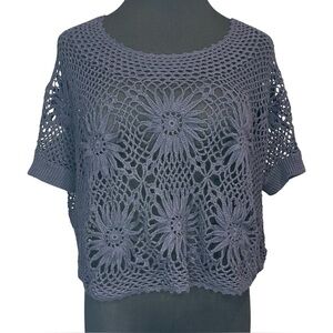 Free People New Romantics Daisy Crochet Oversized Crop Top